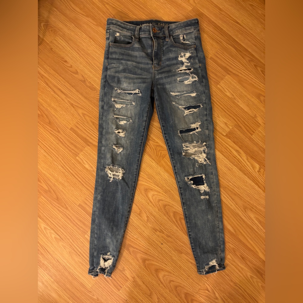 American Eagle Outfitters Men's Ripped Blue Skinny Jeans